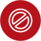 Prohibited icon on a dark red background