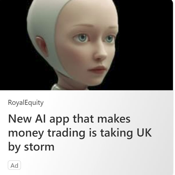 Scam ad talking about the use of AI for money trading