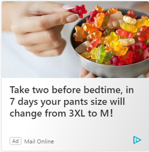 Scam ad around using gummies for weight loss